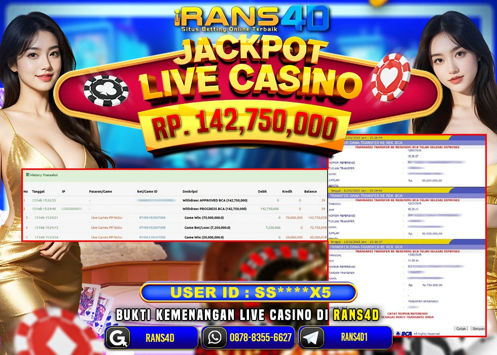 RANS4D LIVE CASINO SICBO PECAH RP 142.750.000 LUNAS