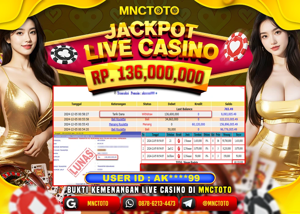 MNCTOTO LIVE CASINO ROULETTE PECAH BOSKU Rp.136.000.000.,- LUNAS