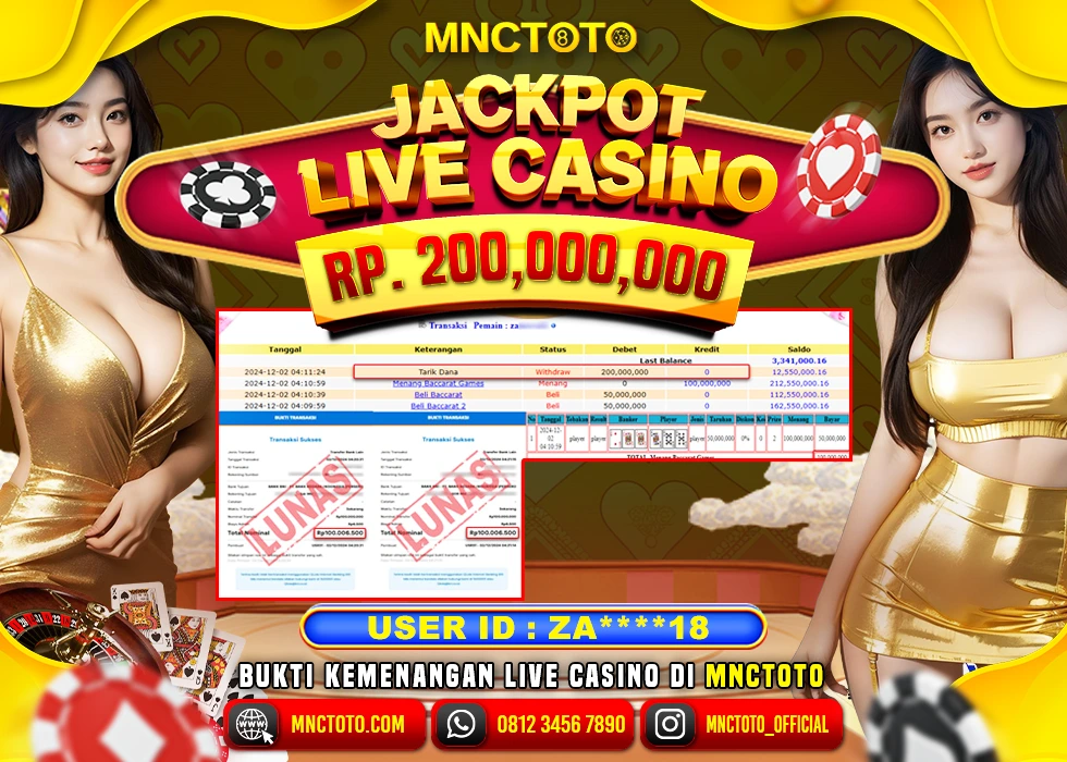 MNCTOTO LIVE CASINO BACCARAT PECAH BOSKU Rp.200.000.000.,- LUNAS