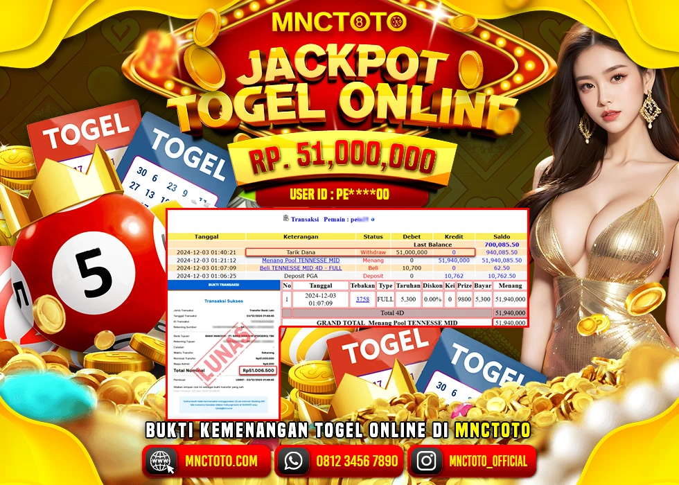 MNCTOTO TOGEL ONLINE PECAH BOSKU Rp.51.000.000.,- LUNAS