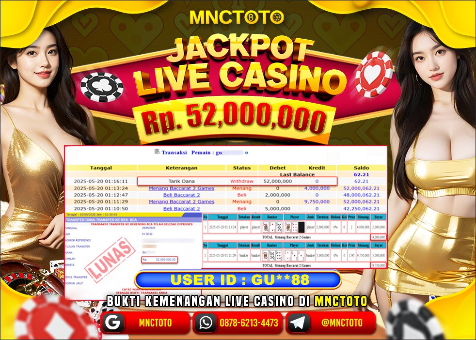 MNCTOTO SELAMAT KEPADA USER ID RI***12  TELAH WEDE TOTAL Rp.52.000.000.,- LUNAS