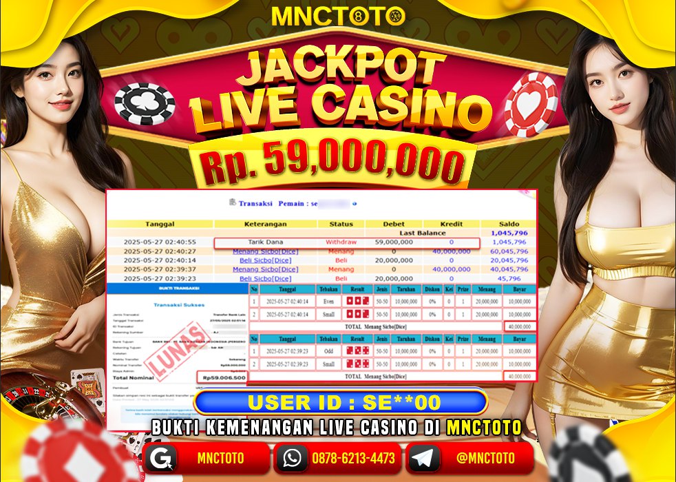MNCTOTO SELAMAT KEPADA USER ID HU***  TELAH WEDE TOTAL Rp.59.000.000.,- LUNAS
