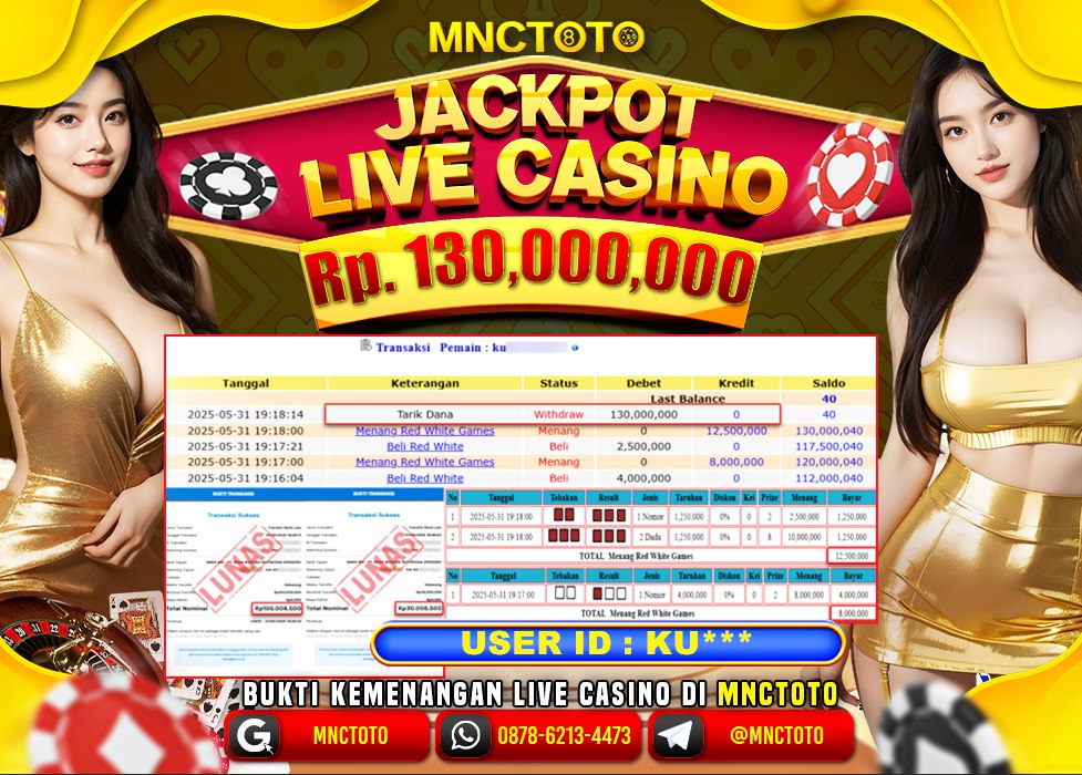 MNCTOTO SELAMAT KEPADA USER ID KU***  TELAH WEDE TOTAL Rp.130.000.000.,- LUNAS
