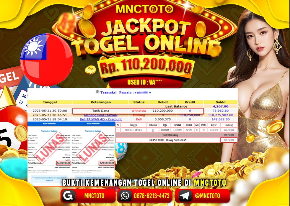MNCTOTO SELAMAT KEPADA USER ID KU***  TELAH WEDE TOTAL Rp.110.200.000.,- LUNAS