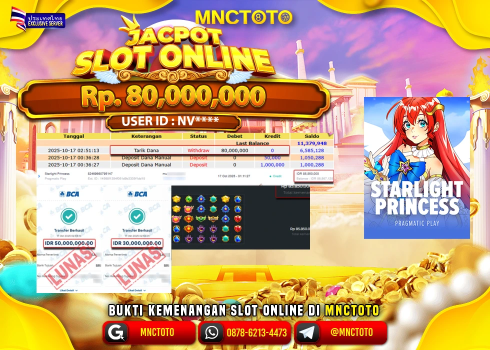 MNCTOTO JAKCPOT SLOT PRINCESS BOSKU Rp.80.000.000,- LUNAS