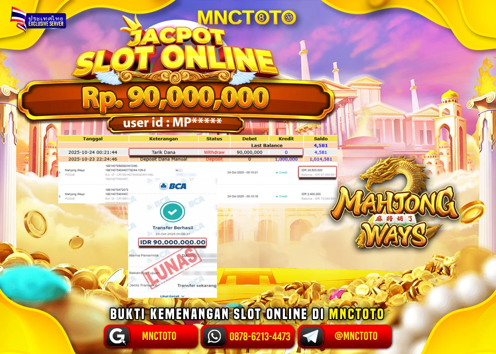 MNCTOTO JACKPOT SLOT MAHJONG WAYS Rp.90.000.000,- LUNAS