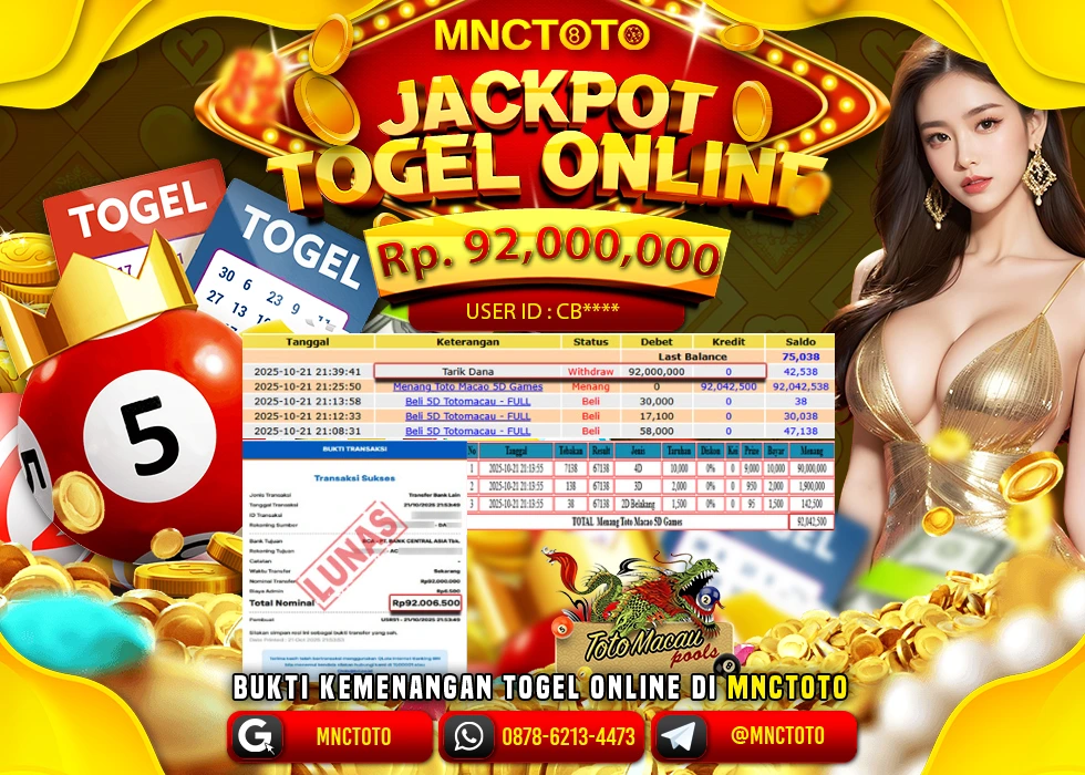 MNCTOTO JAKCPOT TOGEL TOTO MACAU Rp.92.000.000,- LUNAS