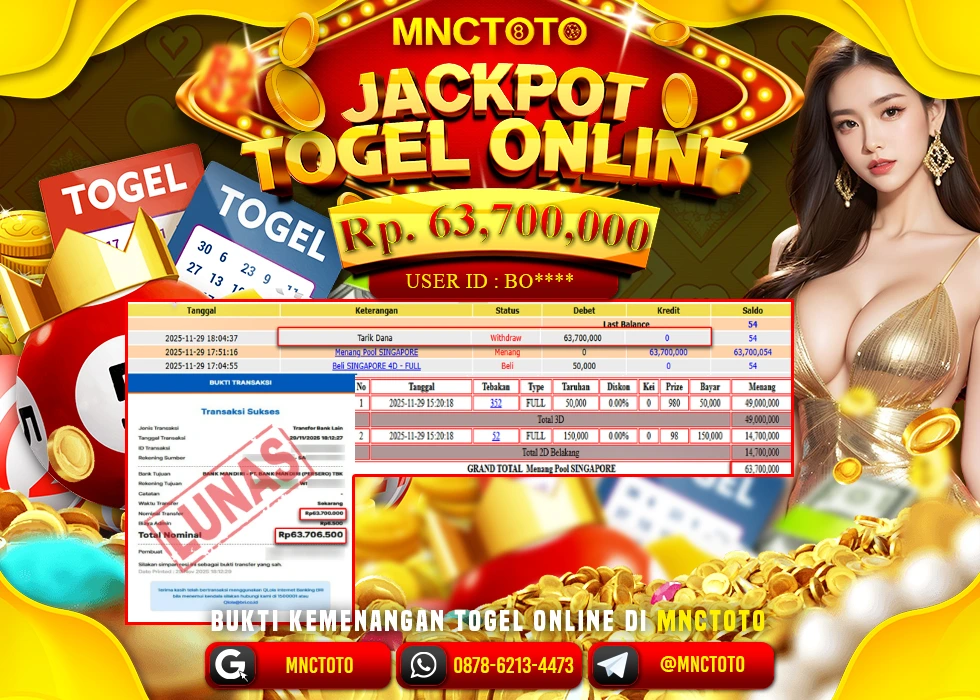 MNCTOTO JAKCPOT TOGEL SINGAPORE Rp.63.700.000,- LUNAS