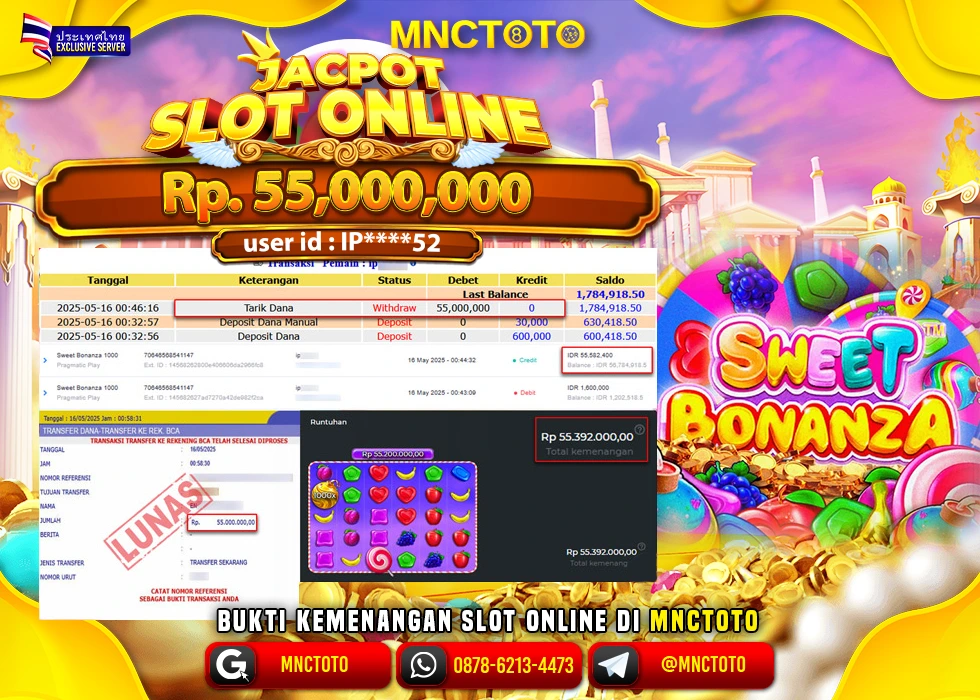 MNCTOTO SLOT SWEET BONANZA PECAH BOSKU Rp 55.000.000.,- LUNAS