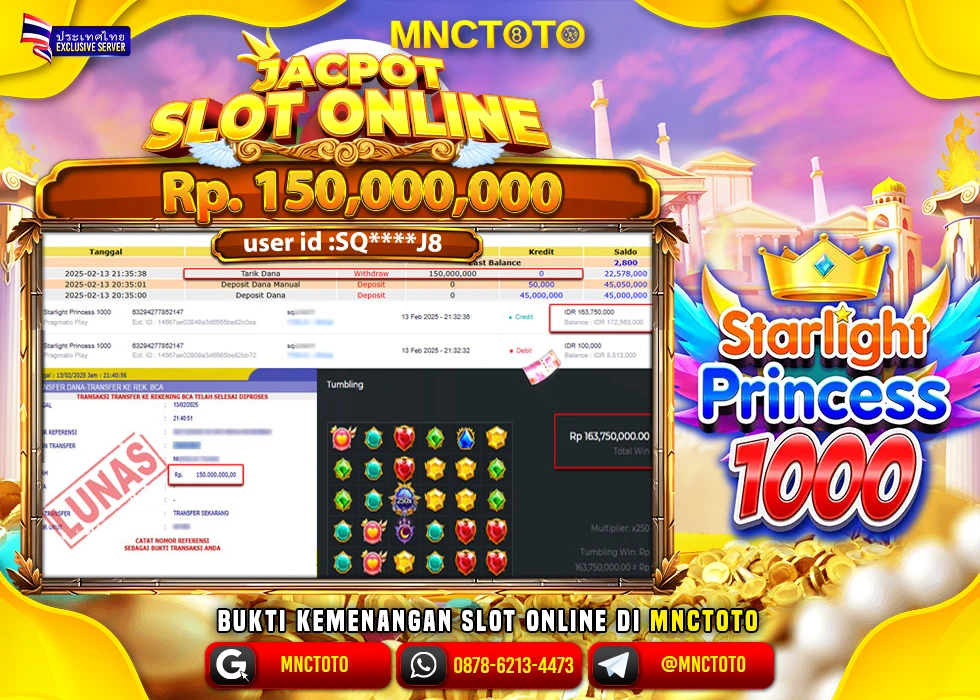 MNCTOTO SLOT STARLIGHT PRINCESS 1000 PECAH BOSKU Rp.150.000.000.,- LUNAS
