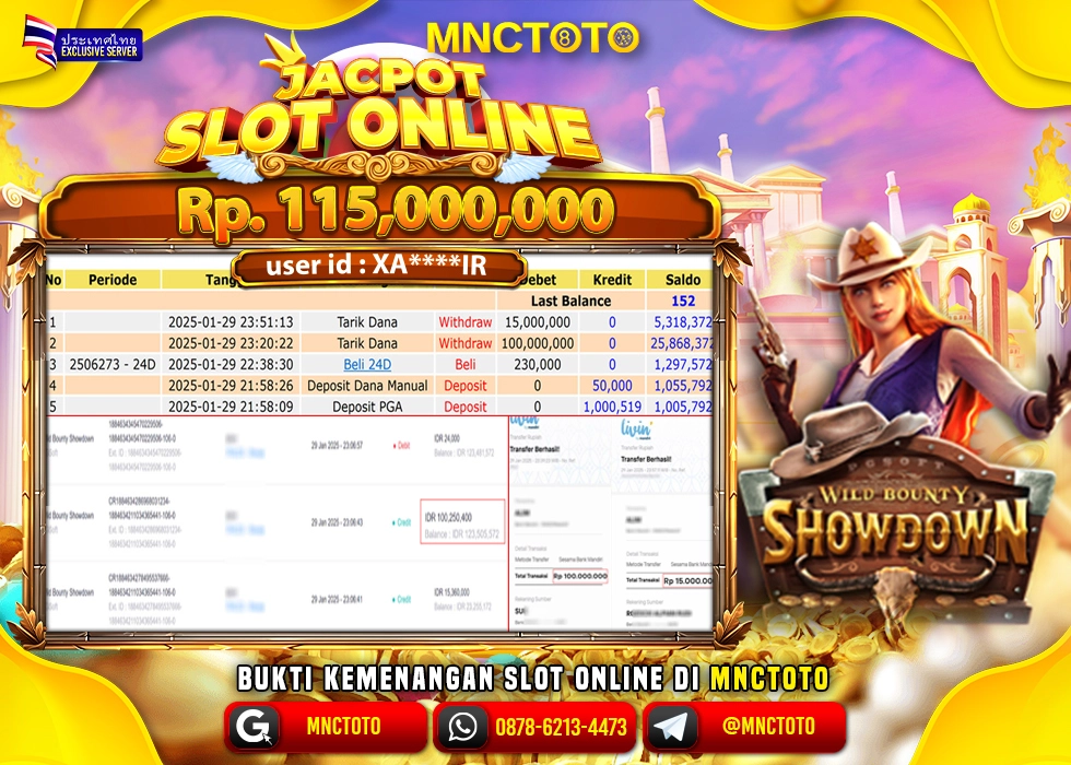 MNCTOTO SLOT WILD BOUNTY SHOWDOWN PECAH BOSKU Rp.115.000.000.,- LUNAS