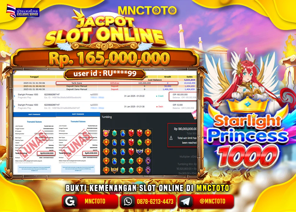 MNCTOTO SLOT STARLIGHT PRINCESS PECAH BOSKU Rp.165.000.000.,- LUNAS