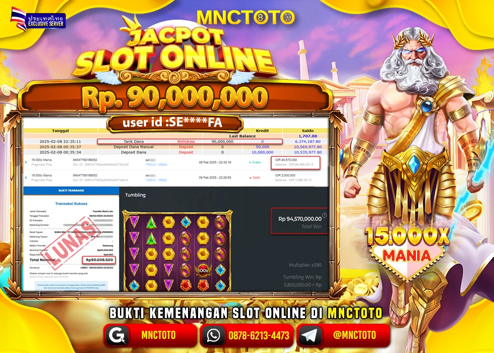 MNCTOTO SLOT GATES OF OLYMPUS 15.000X MANIA PECAH BOSKU Rp.90.000.000.,- LUNAS