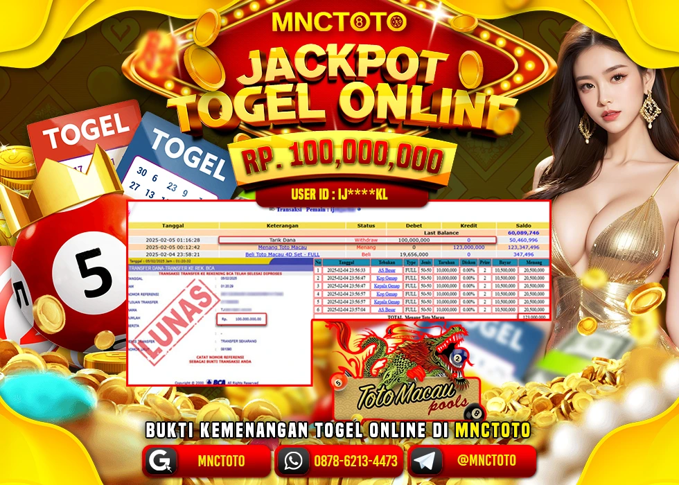 MNCTOTO TOGEL TOTO MACAU PECAH BOSKU Rp.100.000.000.,- LUNAS
