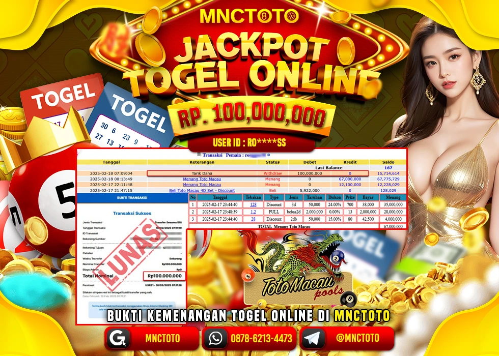 MNCTOTO TOGEL TOTO MACAU PECAH BOSKU Rp100.000.000.,- LUNAS