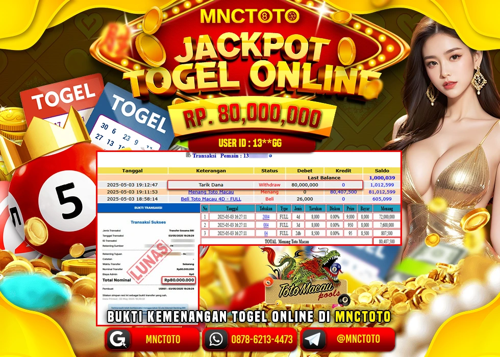 MNCTOTO TOGEL TOTO MACAU PECAH BOSKU Rp 80.000.000.- LUNAS