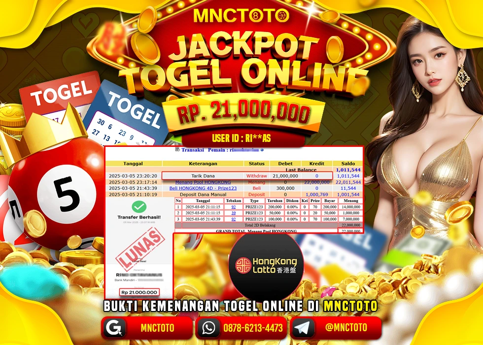 MNCTOTO TOGEL TOTO HONGKONG LOTTO PECAH BOSKU Rp 21.000.000.,- LUNAS