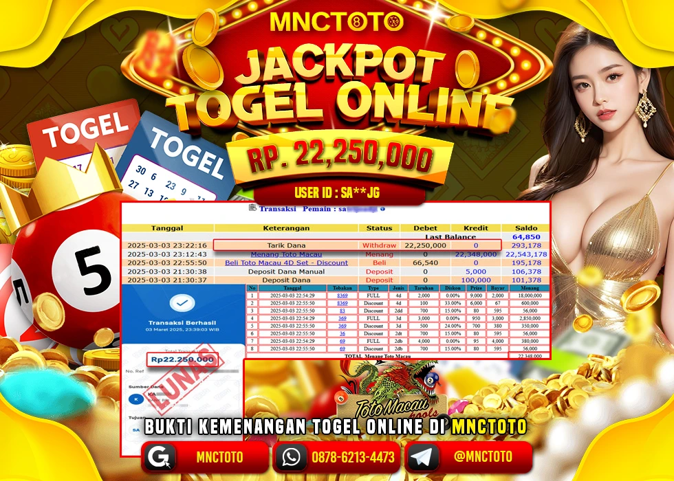 MNCTOTO TOGEL TOTO MACAU PECAH BOSKU Rp 22.250.000.,- LUNAS