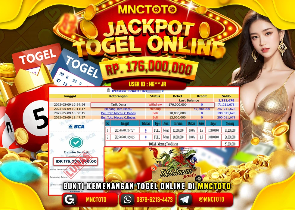 MNCTOTO TOGEL TOTO MACAU PECAH BOSKU Rp 176.000.000.- LUNAS