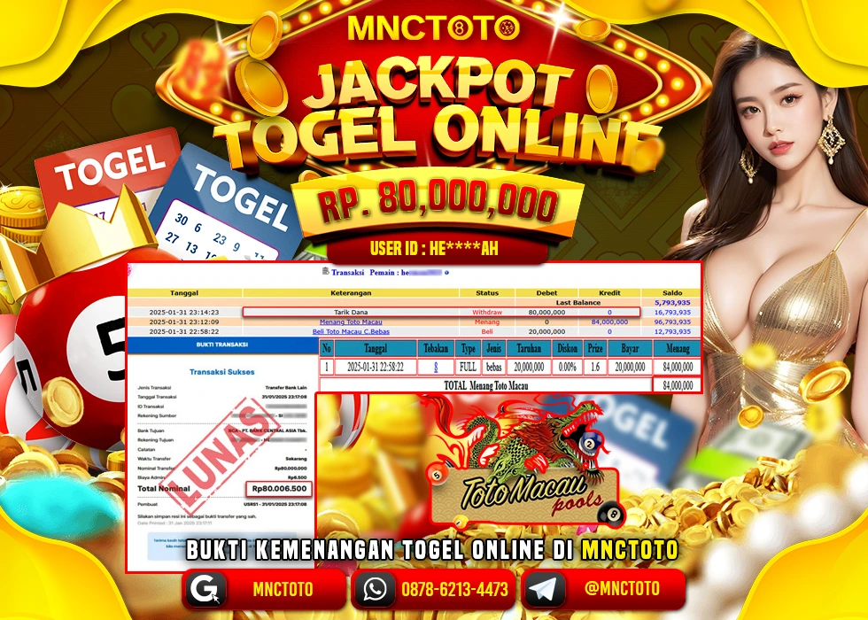 MNCTOTO TOGEL TOTO MACAU PECAH BOSKU Rp.80.000.000.,- LUNAS