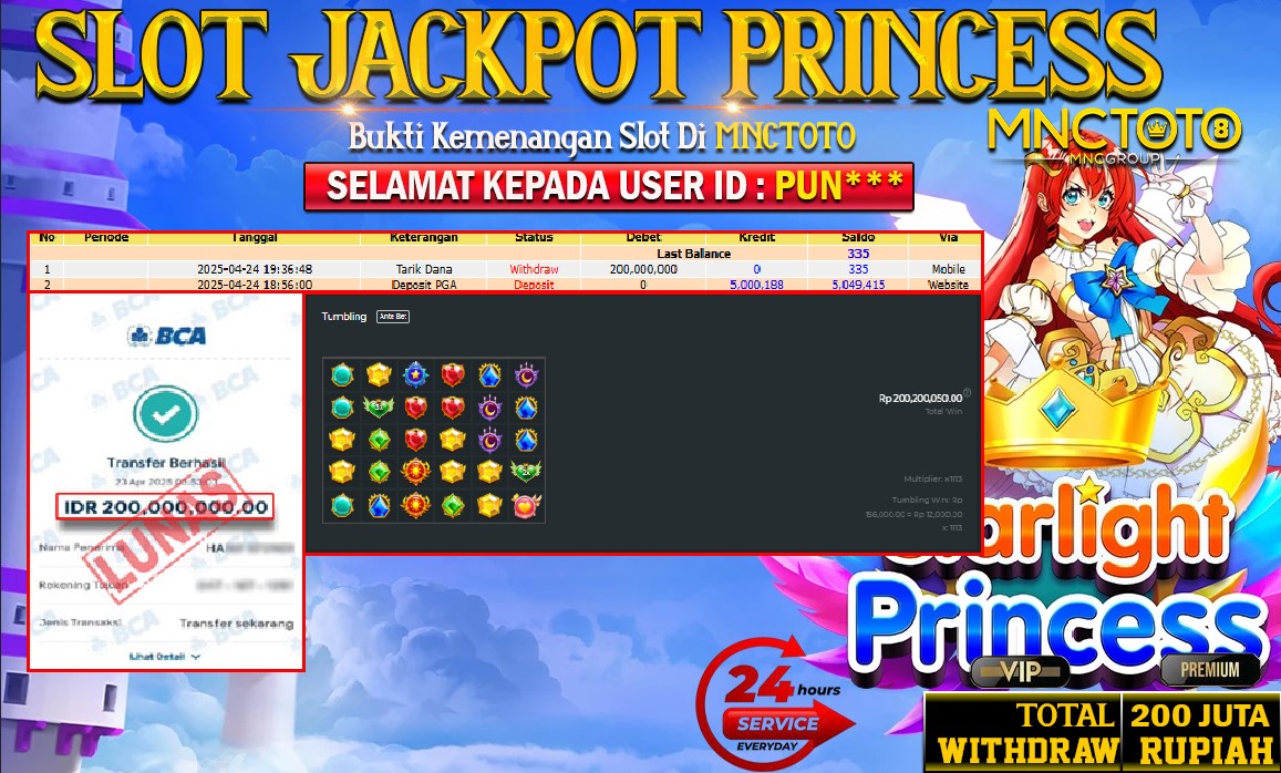 MNCTOTO SELAMAT KEPADA USER ID PUN***  TELAH WEDE TOTAL Rp.200.000.000.,- LUNAS