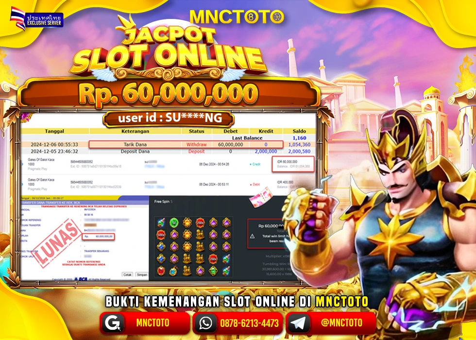 MNCTOTO SLOT GATES OF GATOT KACA PECAH BOSKU Rp.60.000.000.,- LUNAS