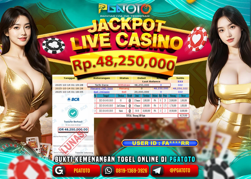 PGATOTO JACKPOT LIVE GAME 24D BOSKU Rp 48.250.000.,- LUNAS