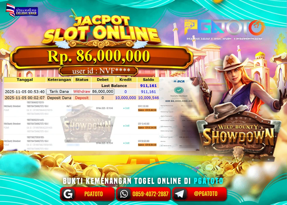 PGATOTO JACKPOT WILD BOUNTY SHOWDOWN BOSKU Rp.86.000.000,- LUNAS