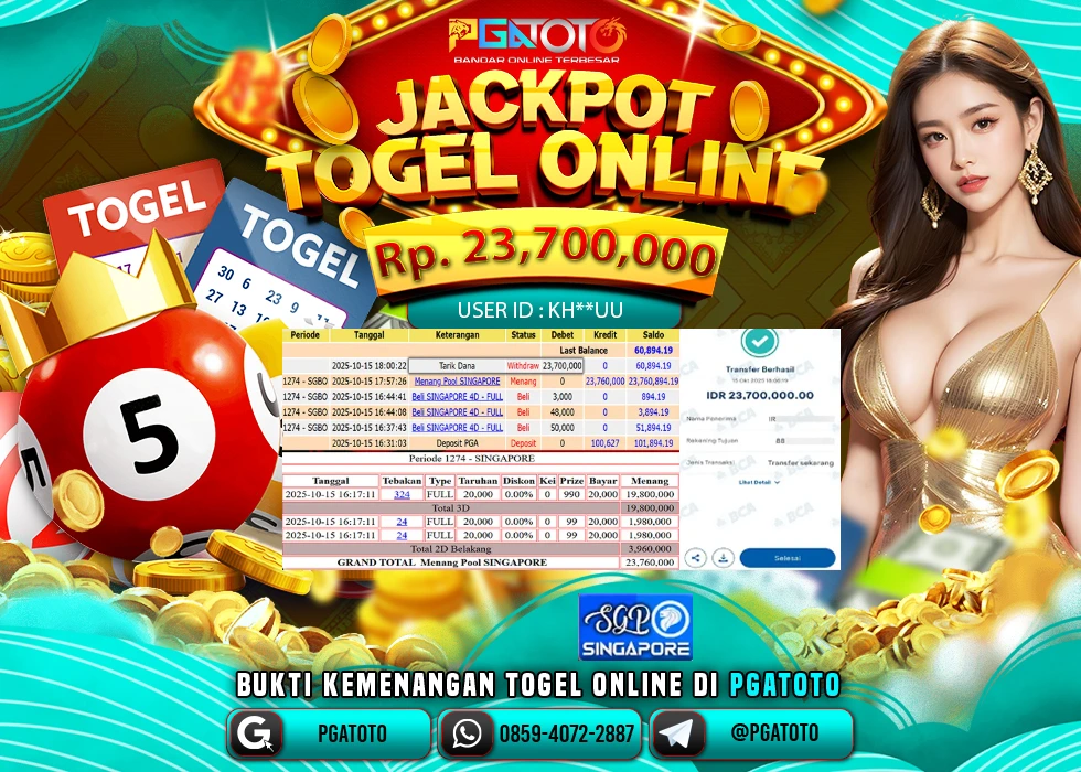 PGATOTO JACKPOT TOGEL SGP Rp.23.700.000,- LUNAS