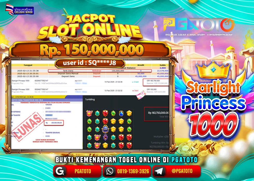 PGATOTO SLOT STARLIGHT PRINCESS 1000 PECAH BOSKU Rp.150.000.000.,- LUNAS