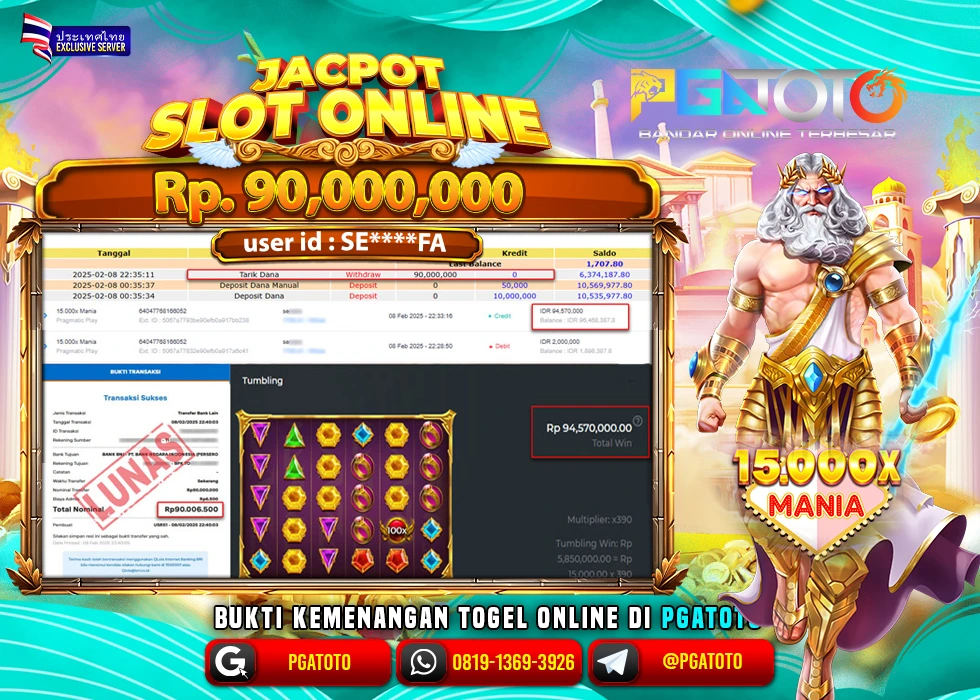 PGATOTO SLOT GATES OF OLYMPUS 15.000 MANIA 1000 PECAH BOSKU Rp.90.000.000.,- LUNAS
