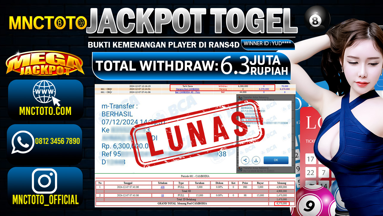 MNCTOTO TOGEL ONLINE CAMBODIA PECAH BOSKU Rp.6.300.000.,- LUNAS
