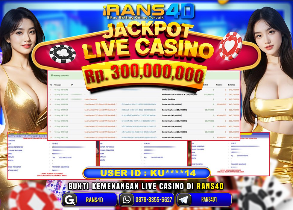 RANS4D SELAMAT JACKPOT LIVE GAMES CASINO RP 300,000,000; LUNAS