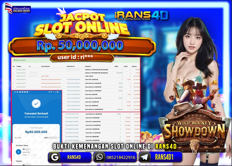 RANS4D SELAMAT JACKPOT SLOT PG SHOWDOWN RP 50,000,000; LUNAS