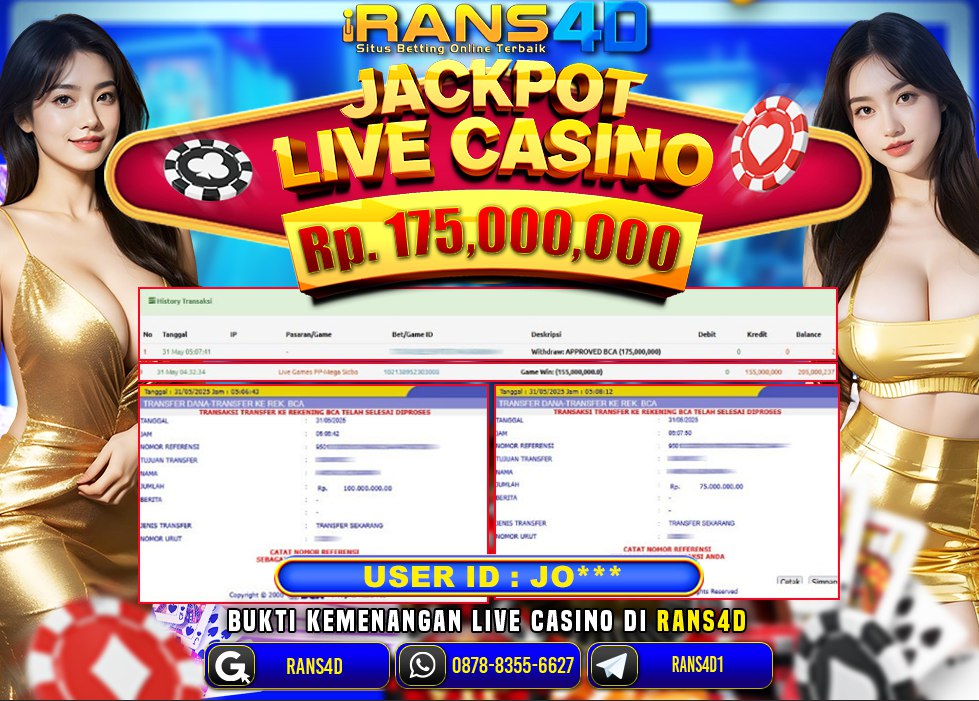 RANS4D SELAMAT JACKPOT LIVE CASINO RP 175,000,000; LUNAS