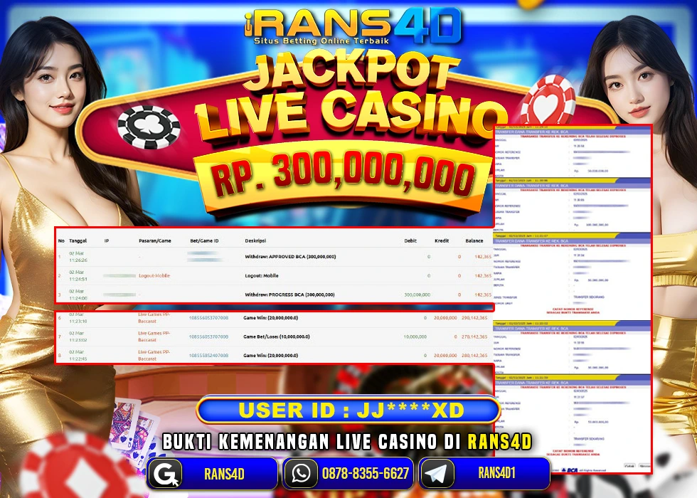 RANS4D LIVE CASINO BACCARAT PECAH RP 300.000.000 LUNAS