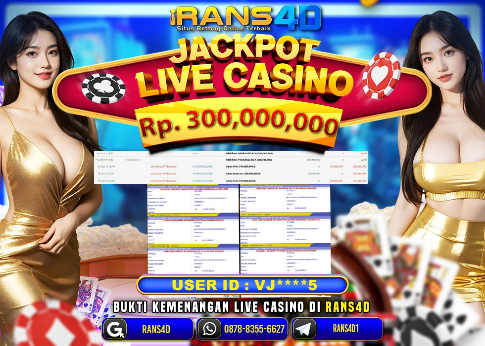 RANS4D JACKPOT LIVE CASINO BACCARAT RP 300.000.000; LUNAS
