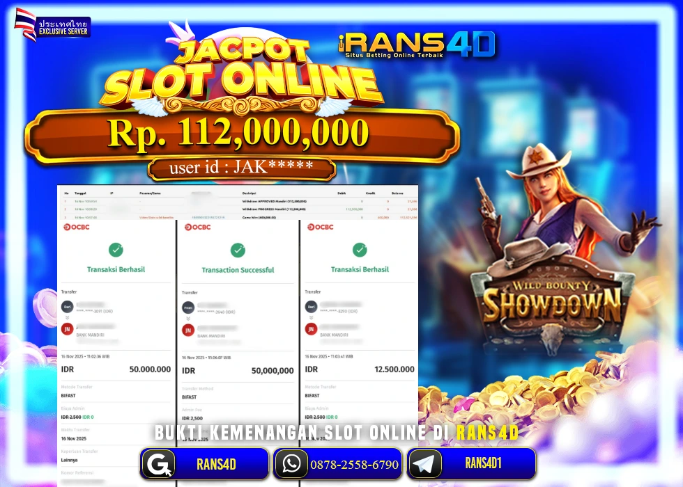 RANS4D JACKPOT PG SOFT WILD BANDITO RP 112.000.000; LUNAS