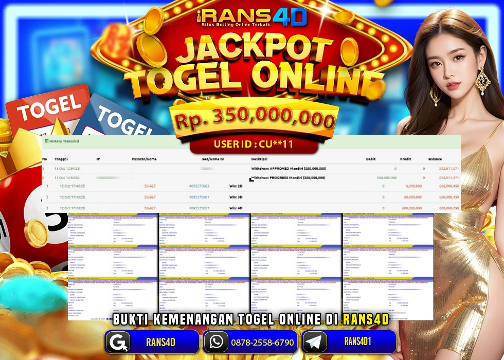 RANS4D JACKPOT TOGEL ONLINE SGP RP 350.000.000; LUNAS