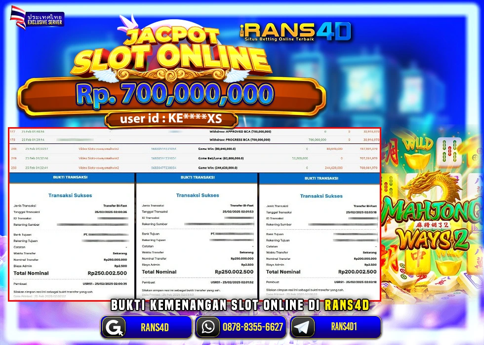 RANS4D SLOT MAHJONG WAYS 2 PECAH RP 700.000.000 LUNAS