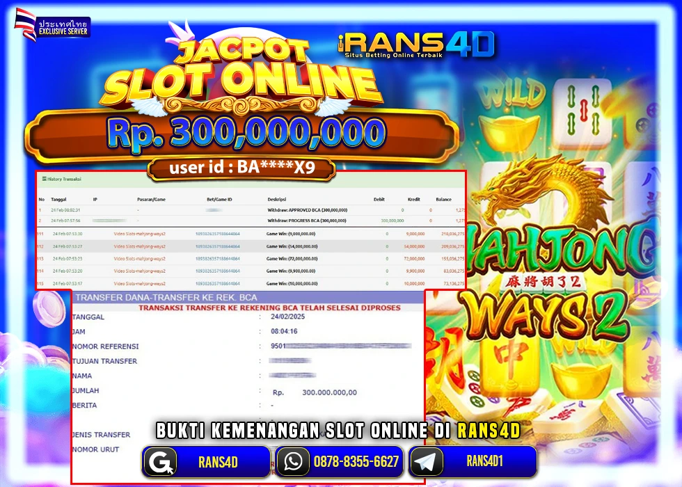 RANS4D SLOT MAHJONG WAYS 2 PECAH RP 300.000.000 LUNAS