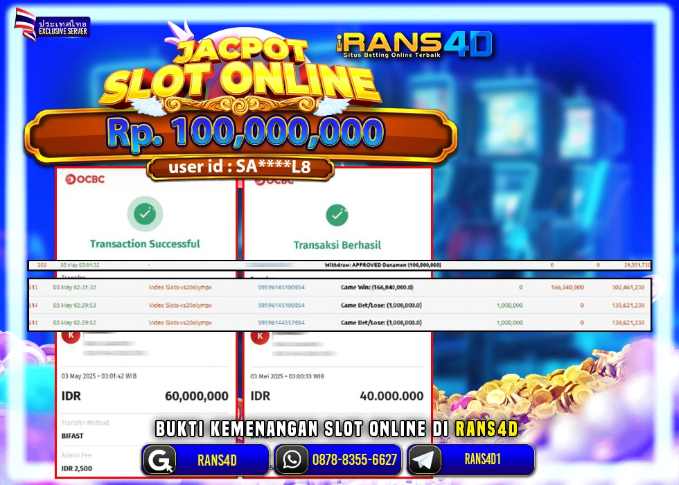 RANS4D SELAMAT JACKPOT GATES OF OLYMPUS  PECAH RP 100.000.000,- LUNAS