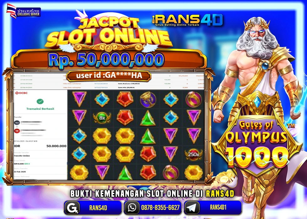 RANS4D SLOT GATES OF OLYMPUS PECAH RP 50..000.000 LUNAS