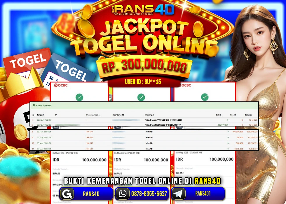 RANS4D SELAMAT TOGEL HONGKONG LOTTO  PECAH RP 300.000.000,- LUNAS