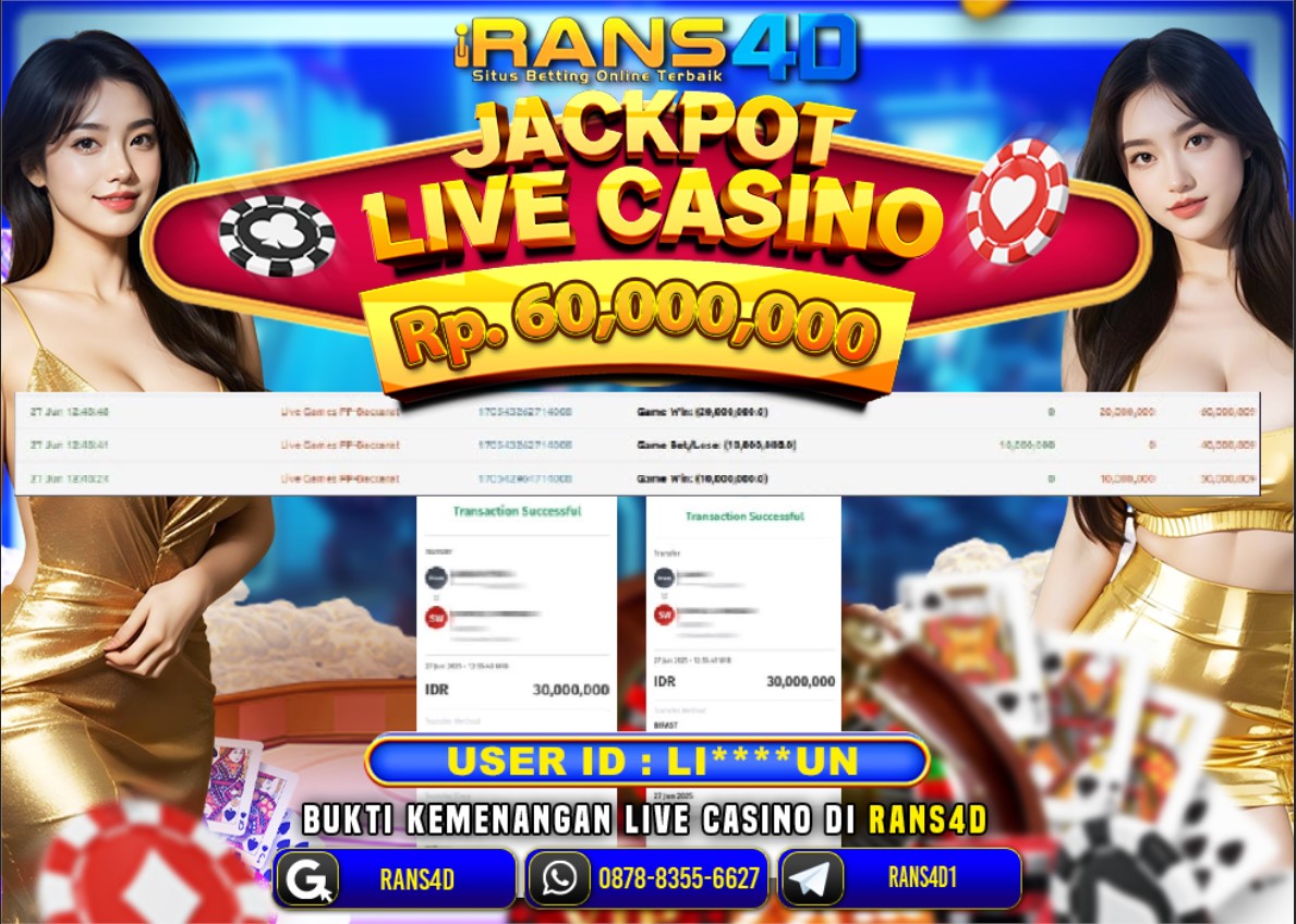 RANS4D SELAMAT JACKPOT LIVE GAMES RP 60,000,000; LUNAS